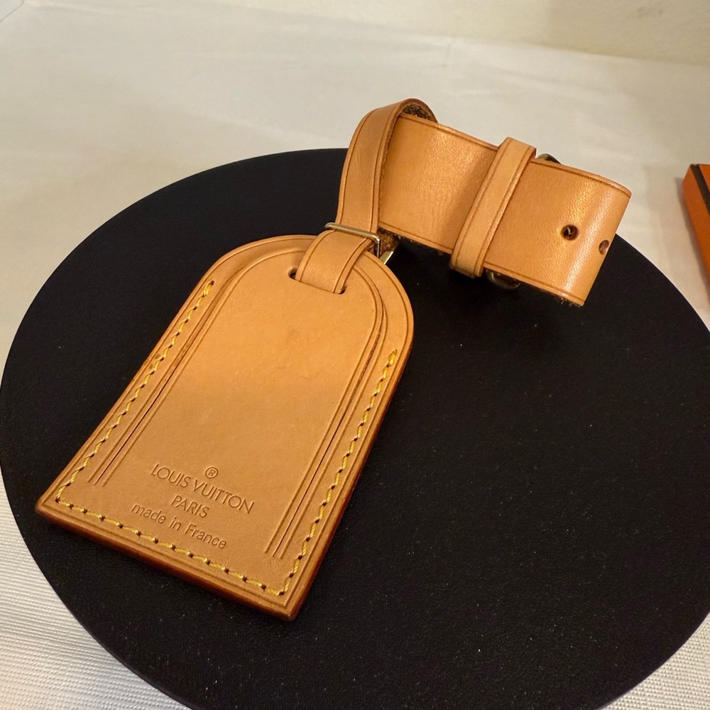Louis Vuitton Tan Leather Luggage Tag